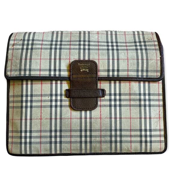 Burberry Vintage Tartan Mini Portfolio Clutch Authentic - Picture 1 of 10